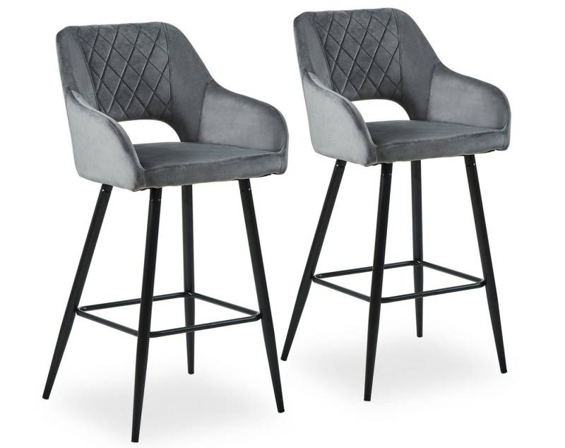 Ofcasa Barhocker Barstuhl aus Samtstoff (2er Set), Gepolsterte Küchenstuhl mit Fußstütze, Sitzhöhe 73cm von Ofcasa