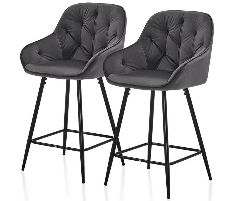 Ofcasa Barhocker Samt Barstuhl (2er Set), gepolsterter Stuhl, Sitzhöhe 65cm von Ofcasa