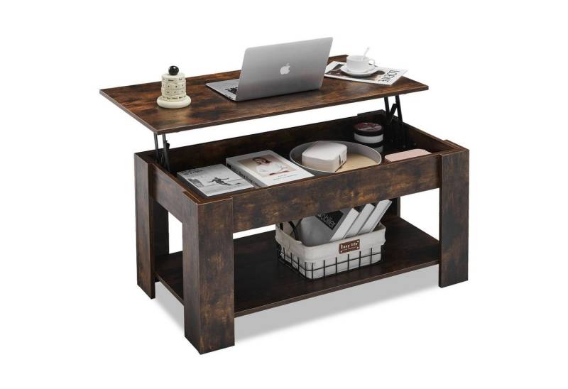 Ofcasa Couchtisch Sofatisch mit liftbarer Arbeitsplatte (1 Tisch), höhenverstellbar, mit Stauraum von Ofcasa