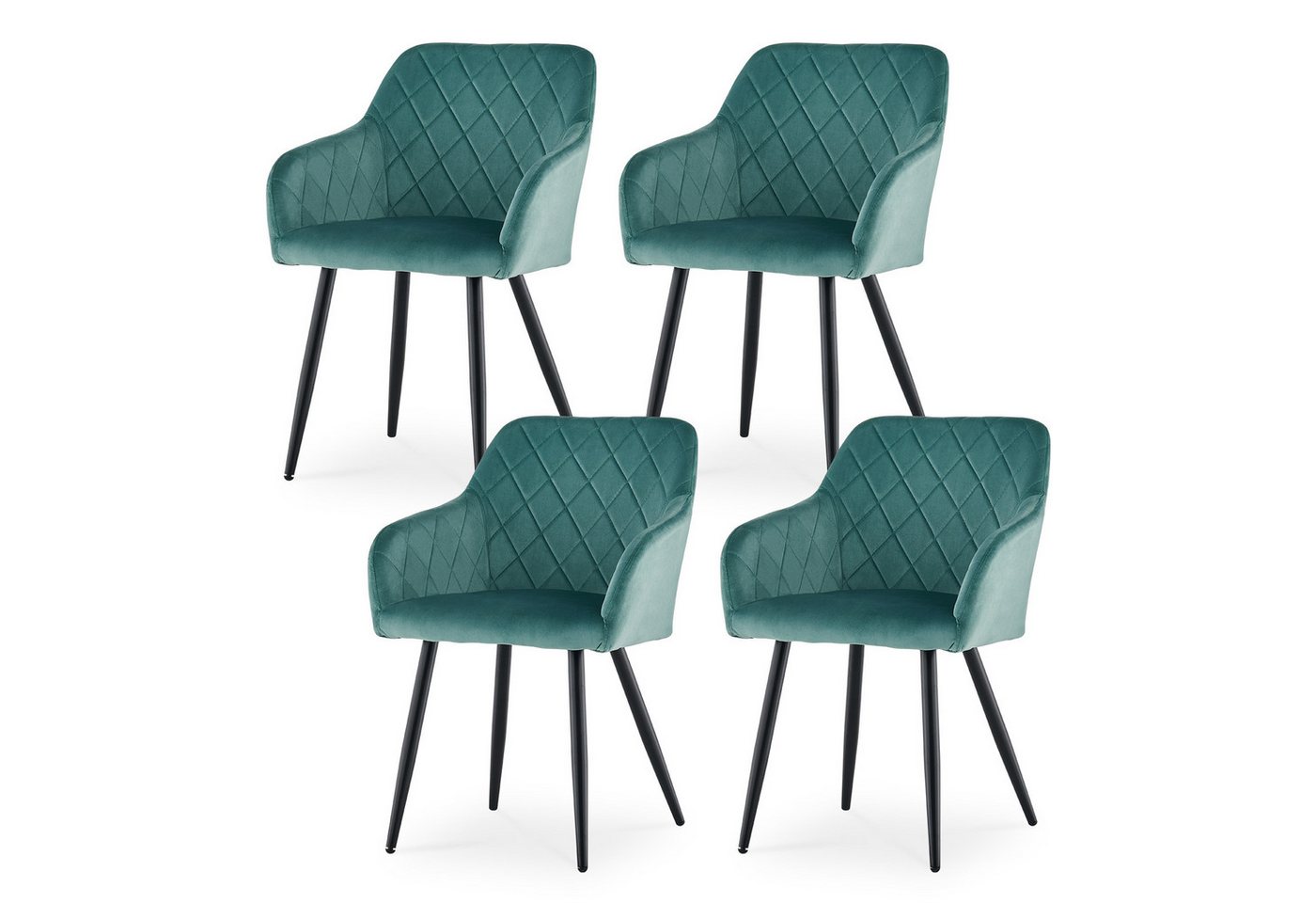 Ofcasa Esszimmerstuhl Gepolsterter Küchenstühle (4er Set), Samt Wohnzimmersessel mit Metallbeinen von Ofcasa
