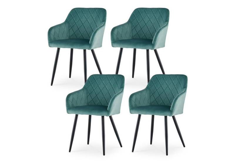 Ofcasa Esszimmerstuhl Gepolsterter Küchenstühle (4er Set), Samt Wohnzimmersessel mit Metallbeinen von Ofcasa