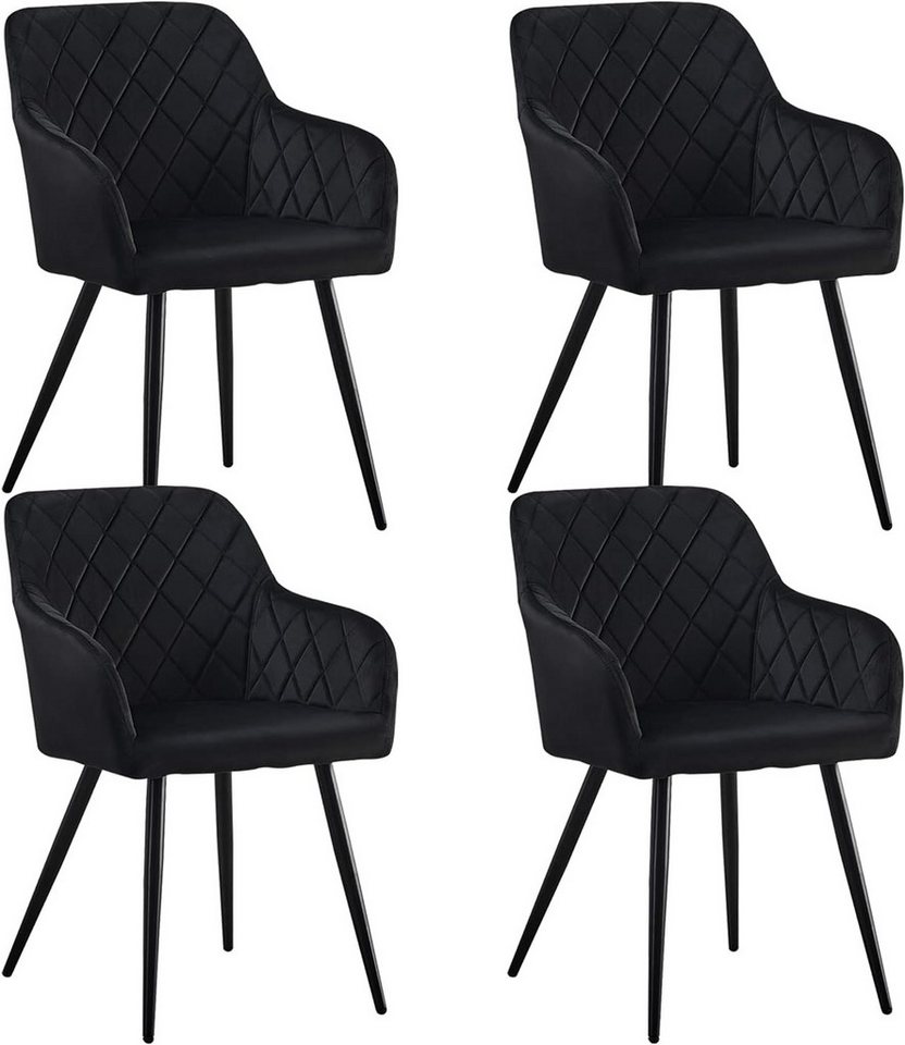 Ofcasa Esszimmerstuhl Gepolsterter Küchenstühle (4er Set), Samt Wohnzimmersessel mit Metallbeinen von Ofcasa