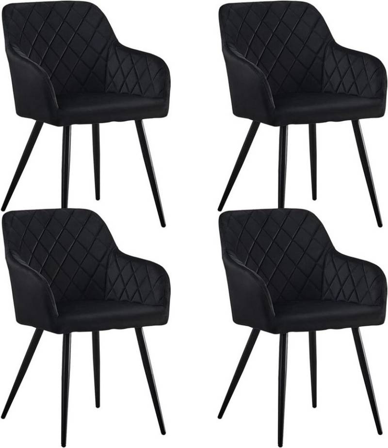 Ofcasa Esszimmerstuhl Gepolsterter Küchenstühle (4er Set), Samt Wohnzimmersessel mit Metallbeinen von Ofcasa