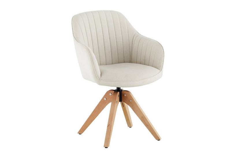 Ofcasa Esszimmerstuhl Gepolsterter Stuhl aus Leinenstoff (1er Set), Drehstuhl mit Holzbeinen von Ofcasa