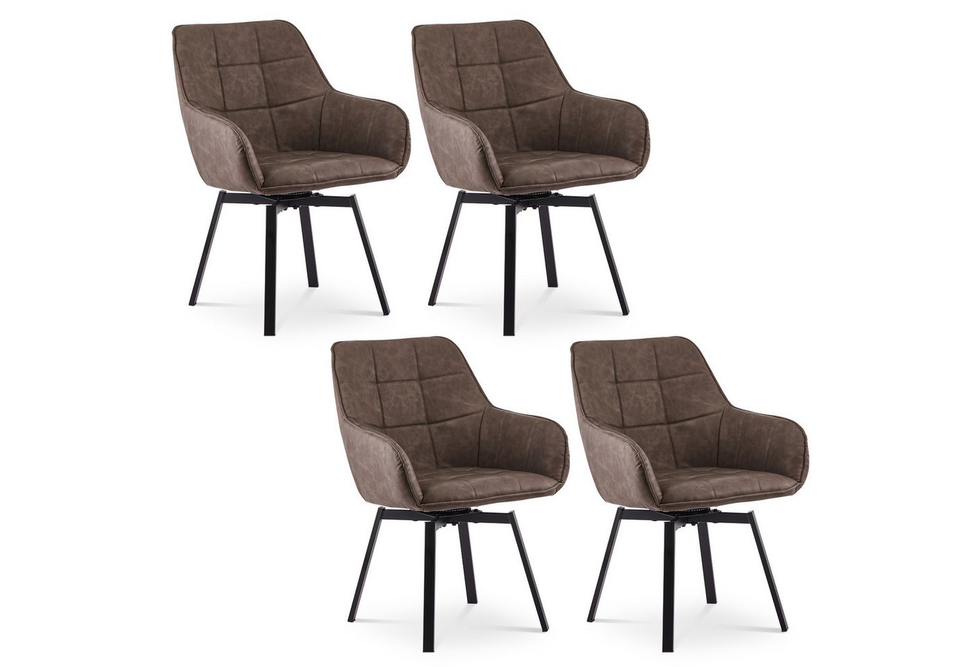 Ofcasa Esszimmerstuhl Kunstlederstühle (4er Set), Gepolsterter Drehstühle mit hoher Rückenlehne von Ofcasa