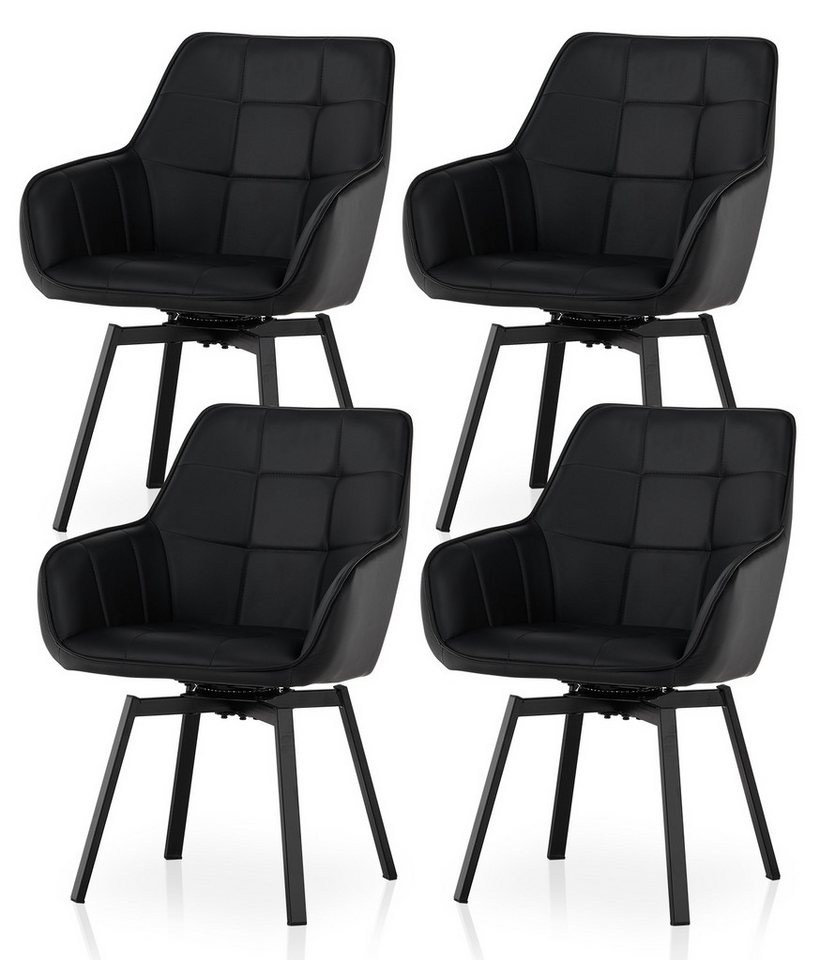 Ofcasa Esszimmerstuhl Kunstlederstühle (4er Set), Gepolsterter Drehstühle mit hoher Rückenlehne von Ofcasa