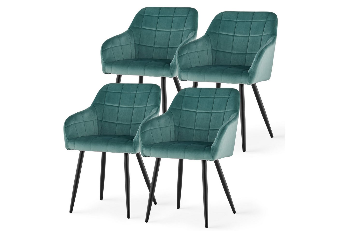 Ofcasa Esszimmerstuhl Polsterstühle (4er Set), Samt gepolsterter Wohnzimmersessel mit Metallbeinen von Ofcasa