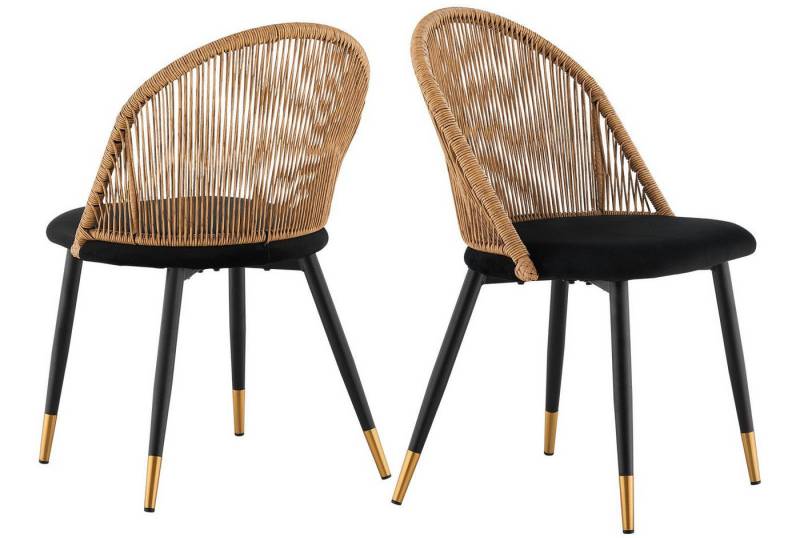 Ofcasa Esszimmerstuhl Polsterstuhl (2er Set), Samtstuhl mit Rattan-Rückenlehne von Ofcasa