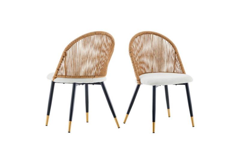 Ofcasa Esszimmerstuhl Polsterstuhl (2er Set), Samtstuhl mit Rattan-Rückenlehne von Ofcasa