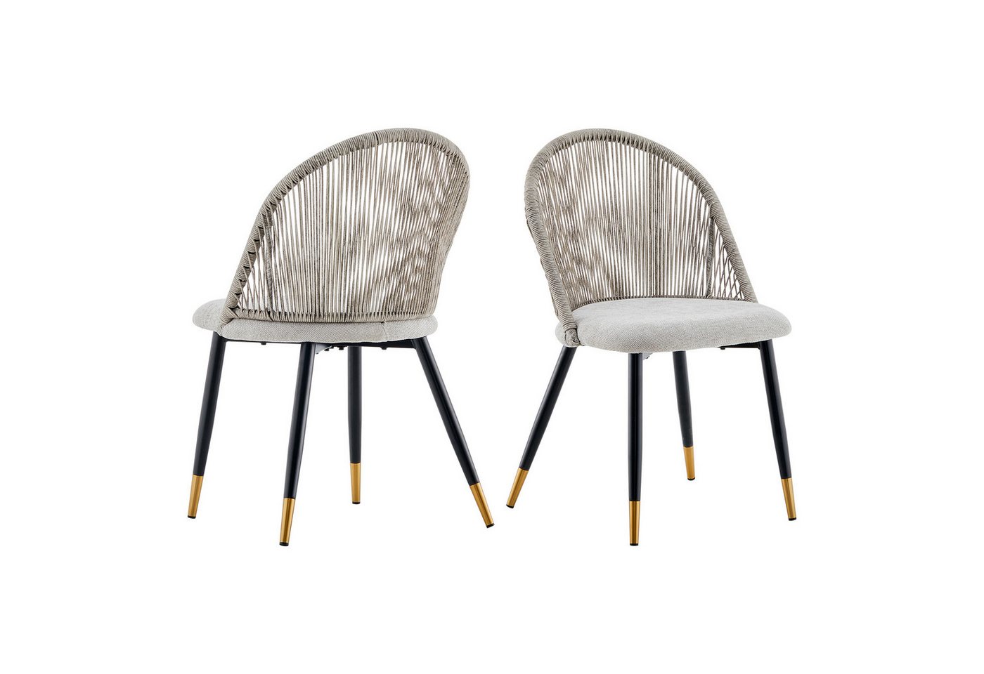 Ofcasa Esszimmerstuhl Polsterstuhl (2er Set), Samtstuhl mit Rattan-Rückenlehne von Ofcasa