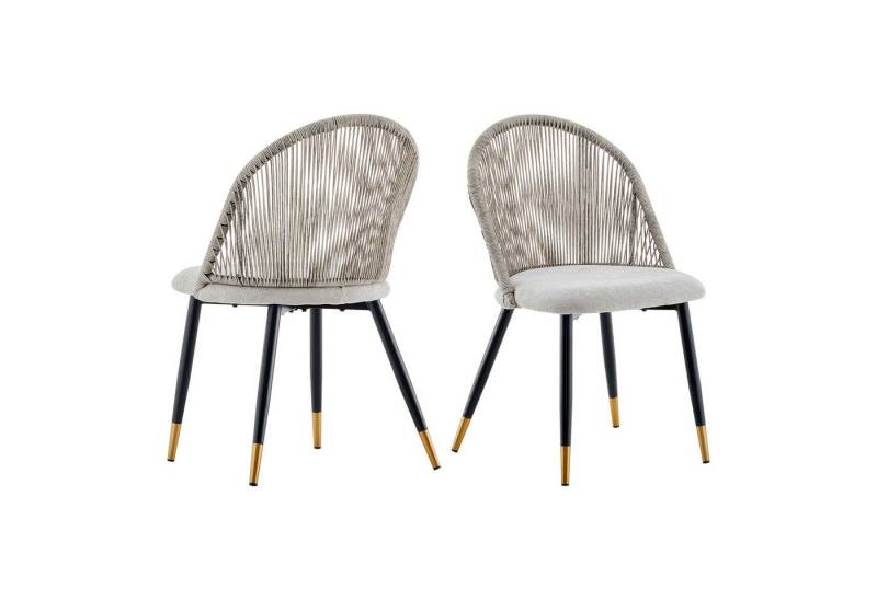 Ofcasa Esszimmerstuhl Polsterstuhl (2er Set), Samtstuhl mit Rattan-Rückenlehne von Ofcasa