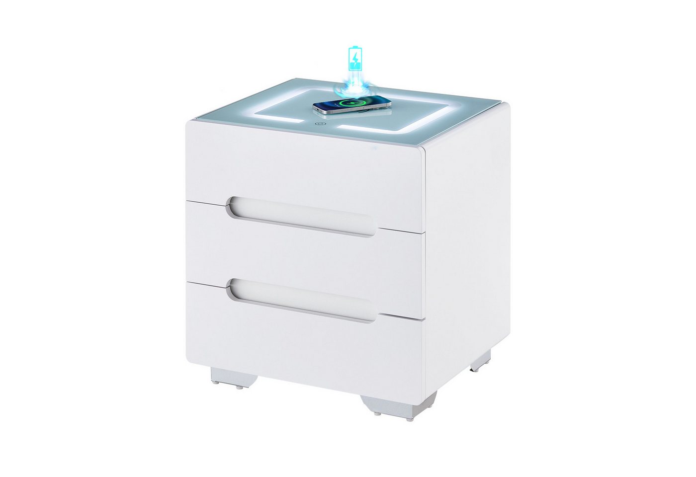 Ofcasa Nachtkommode 50x41.5x55cm 3 Schubladen Nachtkommode (1 Nachtkonsole), Nachtschrank mit Wireless Charging von Ofcasa