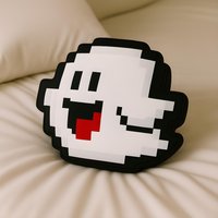 Boo 8Bit Kissen in Logo-Form, Geschenk, Mario Kart, Kinder Gaming Zimmer Deko, Super Boo 8Bit Kissen in Logo-Form, Geschenk, Mario Kart, Kinder Gaming Zimmer Deko, Super von OffScripted