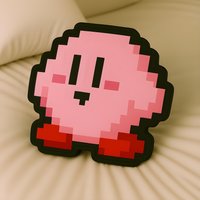 Kirby 8Bit Kissen in Logo-Form, Geschenk, Mario Kart, Kinder Gaming Zimmer Deko, Super Kirby 8Bit Kissen in Logo-Form, Geschenk, Mario Kart, Kinder Gaming Zimmer Deko, Super von OffScripted