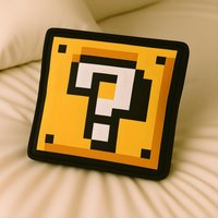 Super Mario Bros Block 8Bit Kissen in Logo-Form, Geschenk, Kart, Kinder Gaming Zimmer Deko Geschenk Party von OffScripted