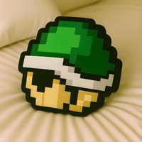 Super Mario Grüner Panzer 8Bit Kissen in Logo-Form, Geschenk, Kart, Kinder Gaming Zimmer Deko Geschenk Party Super Mario Grüner Panzer 8Bit Kissen in Logo-Form, Geschenk, Kart, Kinder Gaming Zimmer Deko Geschenk Party von OffScripted
