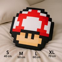 Super Mario Pilz 8Bit Kissen in Logo-Form, Geschenk, Pilz, Kinder Gaming Zimmer Deko, Geschenk Super Mario Pilz 8Bit Kissen in Logo-Form, Geschenk, Pilz, Kinder Gaming Zimmer Deko, Geschenk von OffScripted
