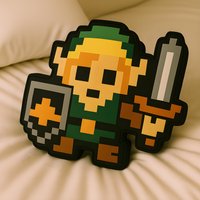 Zelda Link 8Bit Kissen in Logo-Form, Geschenk, The Legend Of Zelda, Kinder Gaming Zimmer Deko, Geschenk von OffScripted
