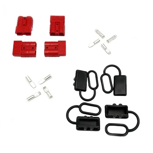 Offgridtec 4er-Pack Anderson Stecker mit Staubschutzkappe für 6AWG Kabel, Anderson SB50 Kompatibel, Sichere Kontaktstifte, Robuster Kunststoff 50A 600V Stecker für Solarmodule & Ladesysteme (Grau) von Offgridtec