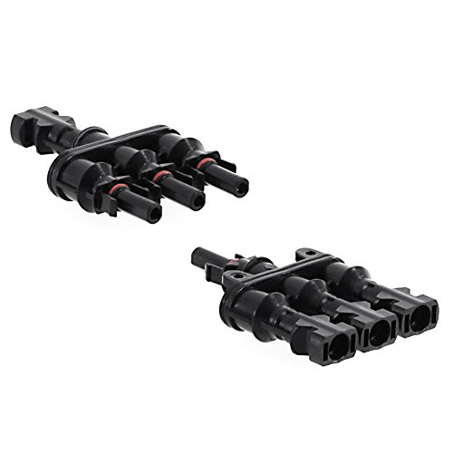 Offgridtec 3-Wege Solar-Abzweig-T-Stecker-Set für Parallelschaltungen, Snap-In Verriegelung, Easy-Klick System, IP67 Schutzklasse, Unterstützt bis zu 1000V DC, Für den Außeneinsatz (1 Paar) von Offgridtec