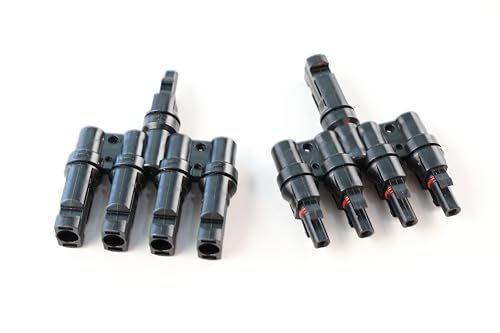 Offgridtec 4-Fach Abzweigbuchsen T-Stecker, Solarstecker für Parallelschaltung, Snap-In-Verriegelung, IP67 Schutzklasse, Geeignet für bis zu 1000V DC, Einfache Installation, für Outdoor-Nutzung von Offgridtec