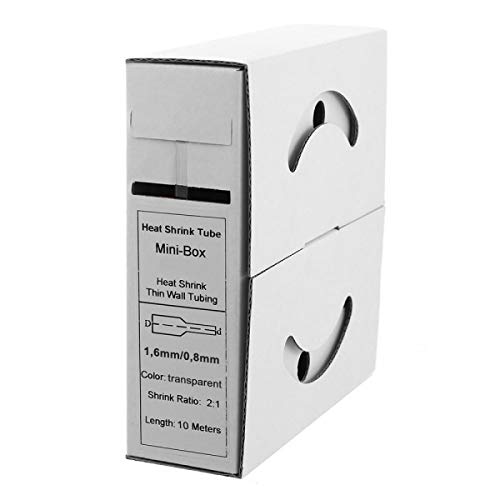 Offgridtec 10m Schrumpfschlauch mit Kleber1,6mm>0,8mm Schrumpfrate, Dual-Wand, Halogenfrei, Flammhemmend, Wasserdichte Kabelisolierung, Leicht zu Schneiden, Inklusive Spenderbox, transparentn von Offgridtec
