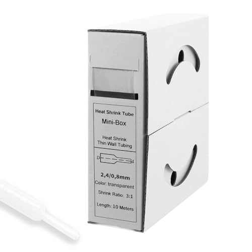 Offgridtec 10m Schrumpfschlauch mit Kleber 2,4 mm > 0,8 mm, 3:1 Schrumpfrate, Halogenfrei, Flammhemmend, Wasserdichte Kabelisolierung, Leicht zu Schneiden, Inklusive Spenderbox, Transparent Offgridtec 10m Schrumpfschlauch mit Kleber 2,4 mm > 0,8 mm, 3:1 Schrumpfrate, Halogenfrei, Flammhemmend, Wasserdichte Kabelisolierung, Leicht zu Schneiden, Inklusive Spenderbox, Transparent von Offgridtec