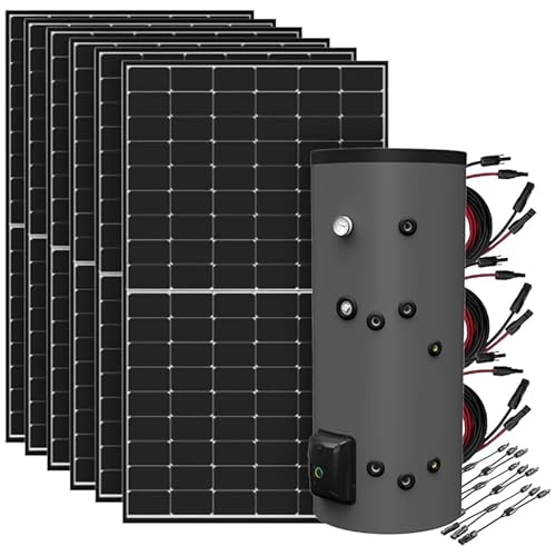 Offgridtec 2,7kW Solar-Warmwasserbereitungssystem mit 300L Fothermo Hybrid-Boiler, Plug & Play, Backup bis zu 1800W, 65°C Max. Temperatur, Sechs 450W Bifaziale N-TOPCon Solarpanels, 22,52% Effizienz von Offgridtec