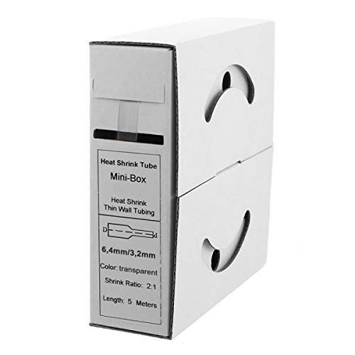 Offgridtec 5m Schrumpfschlauch mit Kleber 6,4mm > 3,2mm Schrumpfrate, Dual-Wand, Halogenfrei, Flammhemmend, Wasserdichte Kabelisolierung, Leicht zu Schneiden, Inklusive Spenderbox, Transparent von Offgridtec