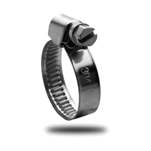 Offgridtec V2A Edelstahl-Schlauchschellen 16mm - 27mm, DIN 3017 zertifiziert, 9mm Bandbreite, korrosionsbeständige und auslaufsichere Schellen für eine sichere Rohr- und Schlauchbefestigung (12 Stück) von Offgridtec