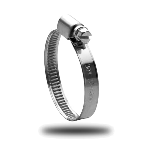 Offgridtec V2A Edelstahl-Schlauchschellen 32mm–50mm, DIN 3017 zertifiziert, 9mm Bandbreite, korrosionsbeständige und auslaufsichere Schellen für eine sichere Rohr- und Schlauchbefestigung (8 Stück) von Offgridtec