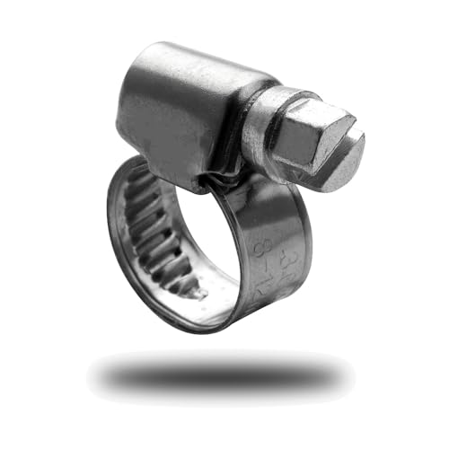 Offgridtec V2A Edelstahl-Schlauchschellen 8mm–12mm, DIN 3017 zertifiziert, 9mm Bandbreite, korrosionsbeständige und auslaufsichere Schellen für eine sichere Rohr- und Schlauchbefestigung (12 Stück) von Offgridtec