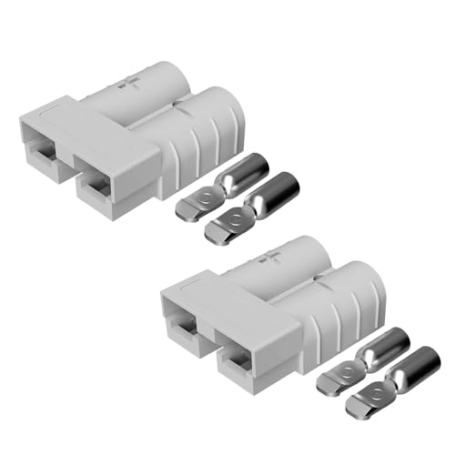 Offgridtec 2er Pack SJ50 Batterieanschlüsse für 4-6mm² Kabel, Anderson SB50 Kompatibel, Sichere Kontaktstifte, Robustes Polycarbonat, 50A 600V Anderson Stecker für Solarmodule & Ladecontroller von Offgridtec