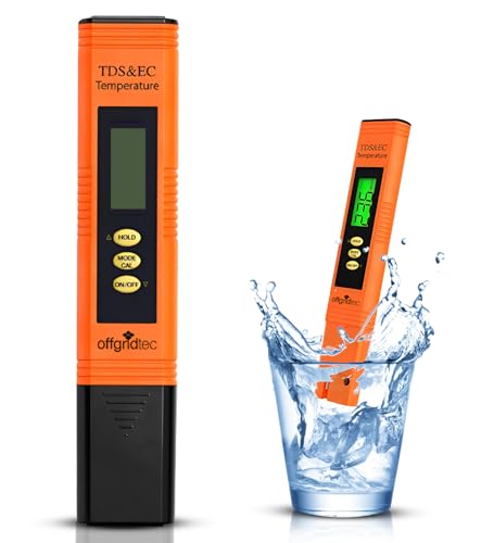 Offgridtec TDS- und EC-Leitwertmessgerät für Trinkwasser und Aquarium, 4 Modi, Automatische Abschaltung, LED-Anzeige, Präziser und Zuverlässiger Wassertester von Offgridtec