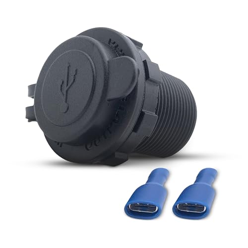 Offgridtec Auto-USB-Steckdose mit Flip-Abdeckung 12V/24V, Schnellladung (5V 2,4A Type-A Ausgang) - IP65 wasserdichter Panelmontage-Ladegerät für Auto, Wohnmobil, Boot, Lkw, Langlebiges ABS-Kunststoff von Offgridtec
