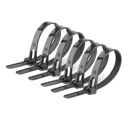Offgridtec wiederverschließbare selbstsichernde Kabelbinder, 7,6 mm X 300 mm, Hitze- Und Kältebeständig, Langlebiger Mehrzweck-Kabel-Organizer Für Den Innen- Und Außenbereich, 100 Stück, Schwarz von Offgridtec