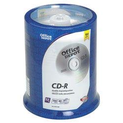 CD-R Beschreibbare Medien Spindel, 700 MB/80 Minuten, 100 Stück Office Depot Marke von Office Depot