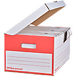 Office Depot Archivbox mit Klappdeckel Fliptop Rot, Weiß 54,5 x 35,4 x 25,5 cm 10 Stück von Office Depot