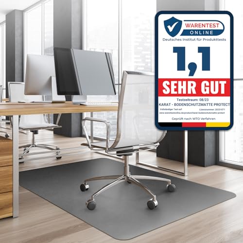 Office Marshal® Bodenschutzmatte in Trendfarben | 114 x 150 cm für Hartböden | ohne schädliche Weichmacher und PVC | Größe und viele Farben zur Auswahl (Grau) von Office Marshal