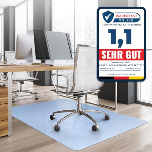 Office Marshal® Bodenschutzmatte in Trendfarben | 114 x 150 cm für Hartböden | ohne schädliche Weichmacher und PVC | Größe und viele Farben zur Auswahl (Hellblau) von Office Marshal