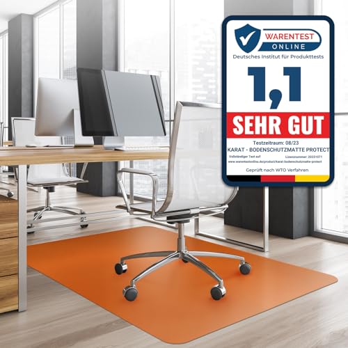 Office Marshal® Bodenschutzmatte in Trendfarben | 75 x 120 cm für Hartböden | ohne schädliche Weichmacher und PVC | Größe und viele Farben zur Auswahl (Orange) von Office Marshal