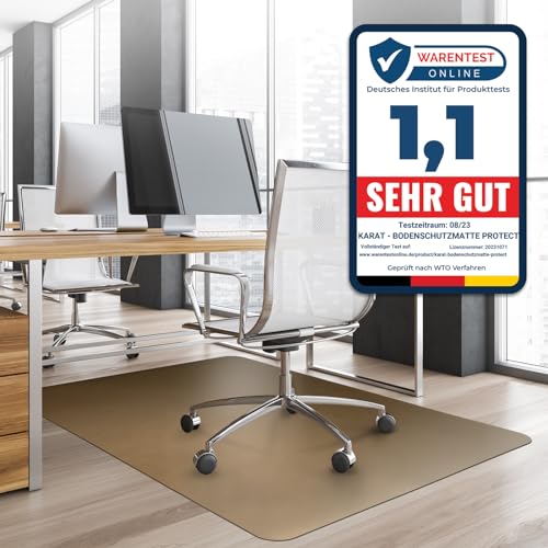 Office Marshal® Bodenschutzmatte in Trendfarben | 90 x 120 cm für Hartböden | ohne schädliche Weichmacher und PVC | Größe und viele Farben zur Auswahl (Perlgold) von Office Marshal