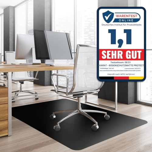 Office Marshal® Bodenschutzmatte in Trendfarben | 75 x 120 cm für Hartböden | ohne schädliche Weichmacher und PVC | Größe und viele Farben zur Auswahl (Schwarz) von Office Marshal