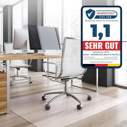 Office Marshal® Bodenschutzmatte in Trendfarben | 75 x 120 cm für Hartböden | ohne schädliche Weichmacher und PVC | Größe und viele Farben zur Auswahl (Semi-transparent/Milchig) von Office Marshal