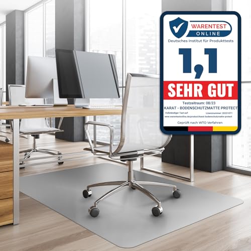 Bodenschutzmatte Bürostuhl, Schreibtischstuhl Unterlage transparent, Unterlage Schreibtisch Schutzmatte, Bodenschutzmatten für Bürostühle, 90 x 120 cm für Hartböden (Silber-metallic) von OfficeMarshal