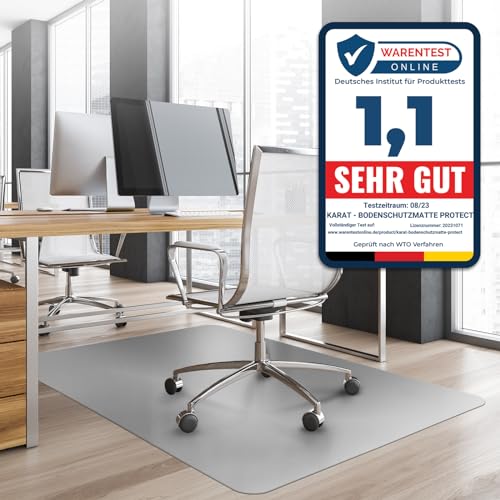 Office Marshal® Bodenschutzmatte in Trendfarben | 90 x 120 cm für Hartböden | ohne schädliche Weichmacher und PVC | Größe und viele Farben zur Auswahl (Silber-Metallic) von Office Marshal