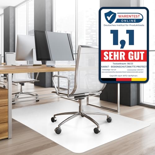 Office Marshal® Bodenschutzmatte in Trendfarben | 75 x 120 cm für Hartböden | ohne schädliche Weichmacher und PVC | Größe und viele Farben zur Auswahl (Weiß) von Office Marshal