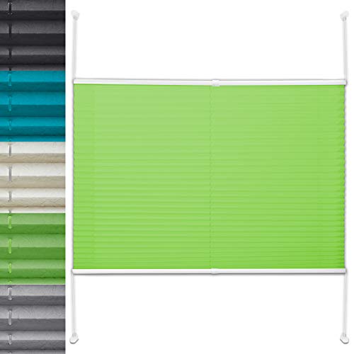 Office Marshal Plissee Rollo/Jalousie | Sichtschutz ohne Bohren, Klemmfix | Faltstore in moderner Crushed Optik | Hellgrün | Größe wählbar (100 cm Länge x 110 cm Breite) von OfficeMarshal