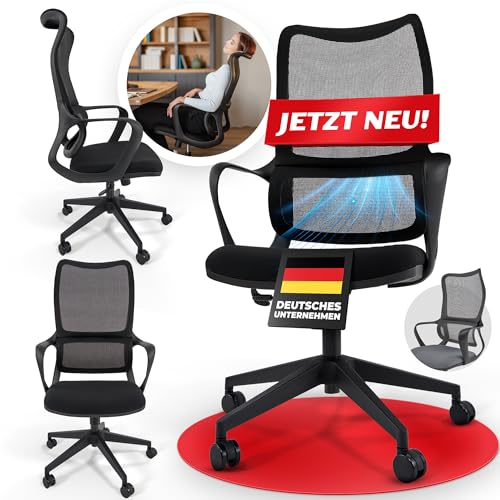 OfficeNest Bürostuhl Caity,ergonomisch,höhenverstellbar,Schreibtischstuhl,integrierter Kopfstütze,Lendenwirbelstütze,Drehstuhl aus Mesh,Chefsessel,leise Rollen,rückenschonend, 139 kg (Grau) von OfficeNest