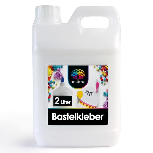 OfficeTree 2 Liter Bastelkleber Transparent Trocknend - Bastel Kleber - Lösungsmittelfreier Flüssigkleber für Kinder geeignet von OfficeTree